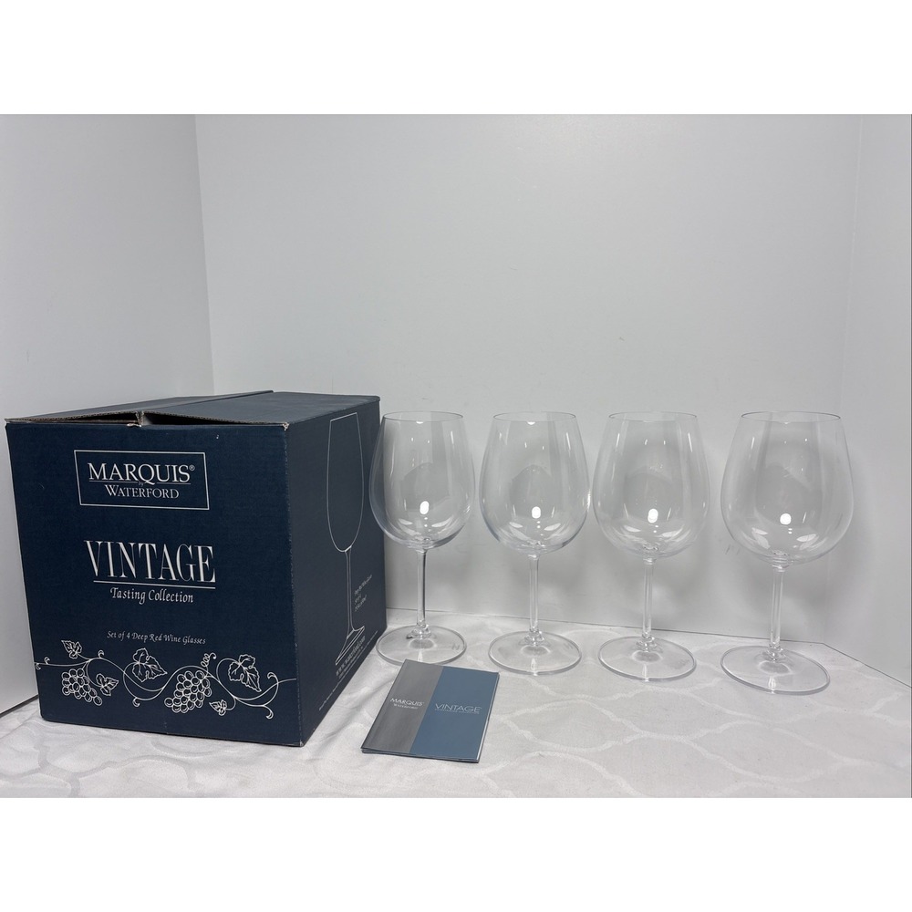 Marquis by Waterford 4 Vintage Tasting Collection Deep Red Wine Glasses 8 3/4"